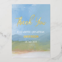 Blue Sky Painted Landscape Hochzeit Vielen Dank