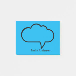 Blue Sky Personalisiert Name Talk Bubble Post-it Klebezettel