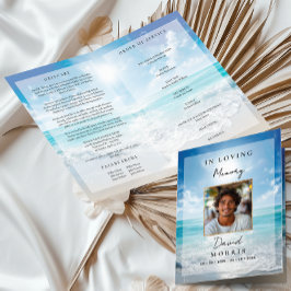 Blue Sky Photo Memorial Funeral Program Karte