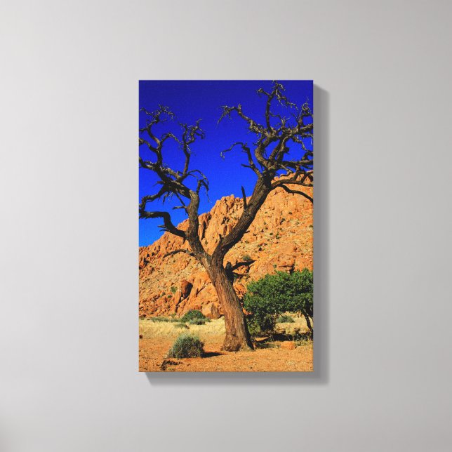 Blue Sky Red Soil Tree Namibia Canvas Print Leinwanddruck (Vorderseite)