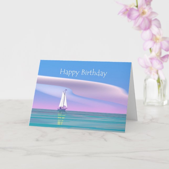 Blue Sky Sailing Birthday Karte (Orchidee)