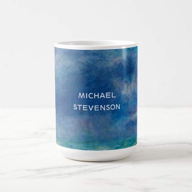 Blue Sky Sea Abstrakt Einzigartiger Chic Moderner  Kaffeetasse (Mittel)