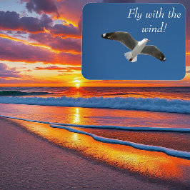 Blue Sky Seagull Fly Foto Magnet