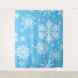 Blue Sky Snowflake Muster Weihnachten Hintergrund Wandteppich