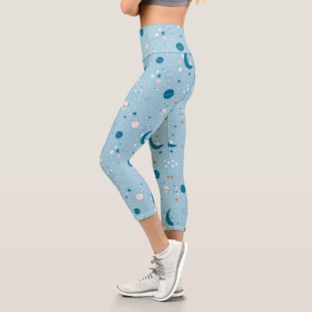 Blue Sky & Space Pattern Capri Leggings (Links)