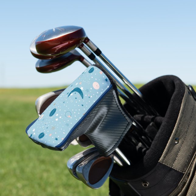 Blue Sky & Space Pattern Golf Headcover (In Situ)