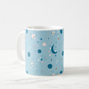 Blue Sky & Space Pattern Kaffeetasse