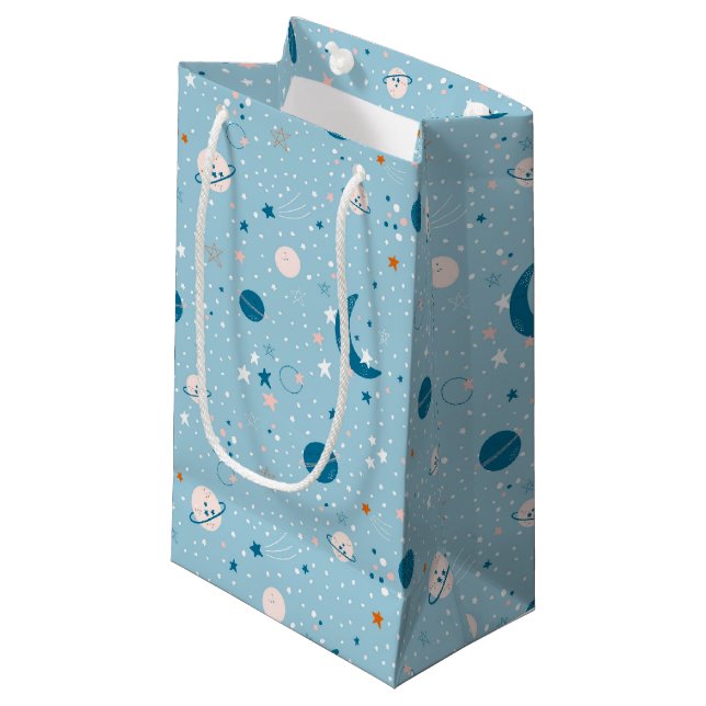 Blue Sky & Space Pattern Kleine Geschenktüte (Vorderseite Schrägansicht)