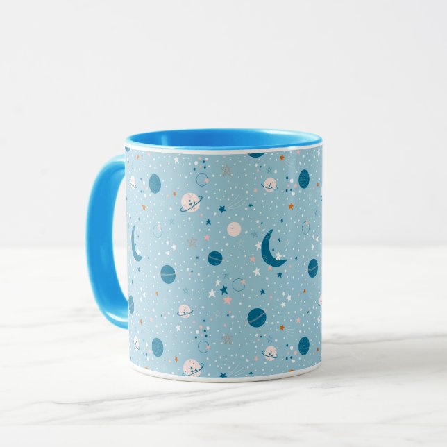 Blue Sky & Space Pattern Tasse (Vorderseite Links)