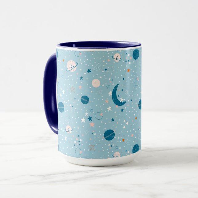 Blue Sky & Space Pattern Tasse (Vorderseite Links)