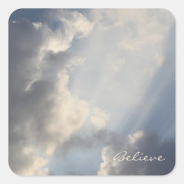 Blue Sky Sun Burst Square Sticker