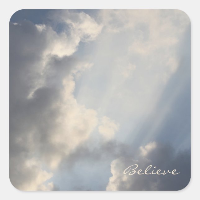 Blue Sky Sun Burst Square Sticker (Vorderseite)