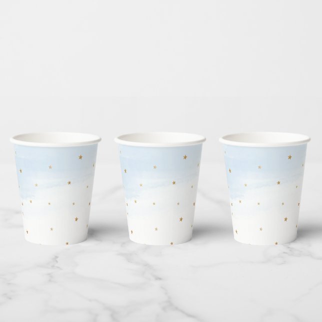 Blue Sky und Gold Stars Paper Party Cups Pappbecher (Multi)