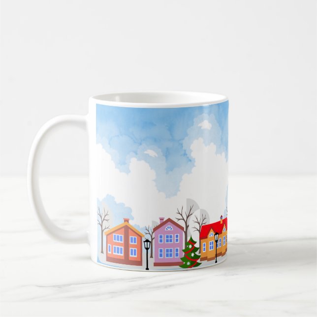 Blue Sky Vorstädte zu Weihnachten Kaffeetasse (Links)