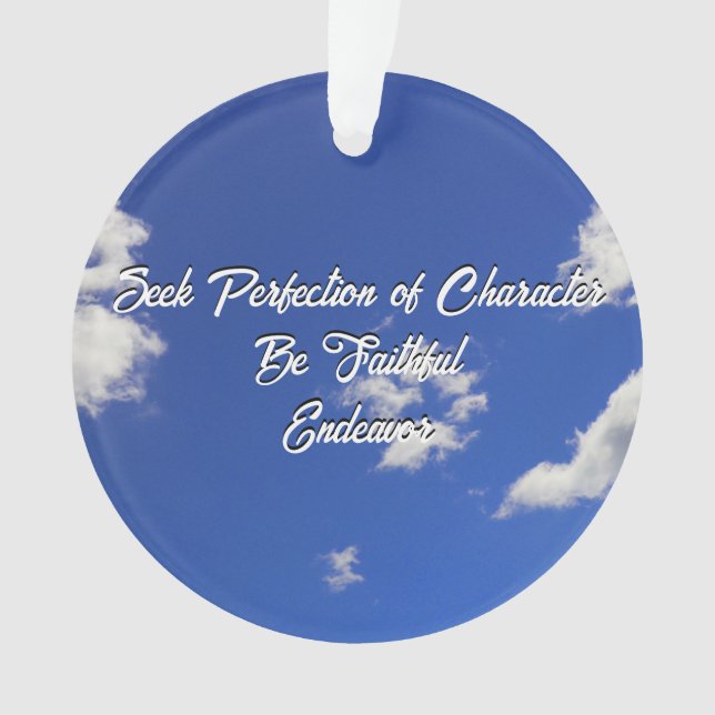 Blue Sky white Clouds Foto Dojo Kun Ornament (Vorderseite)