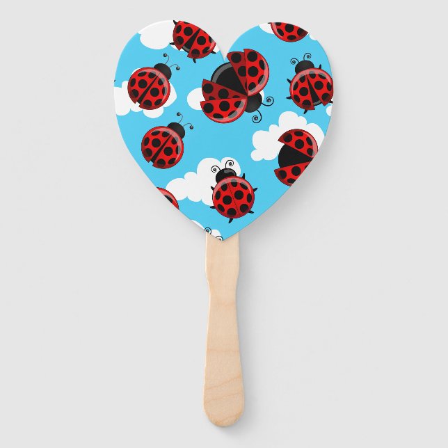 Blue Sky White Clouds Red Ladybug Käfer Insekt Fächer (Vorderseite)