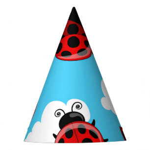 Blue Sky White Clouds Red Ladybug Käfer Insekt Partyhütchen