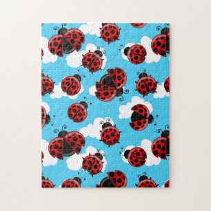 Blue Sky White Clouds Red Ladybug Käfer Puzzle