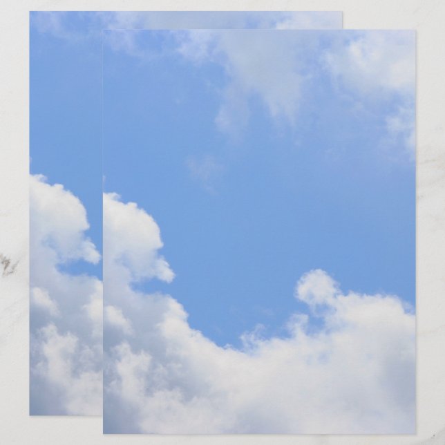Blue Sky White Clouds Scrapbook Paper (Vorne/Hinten)