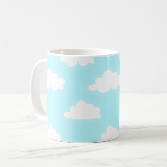 Blue Sky with Clouds Print Coffee Cup Mug Kaffeetasse (Vorderseite Links)