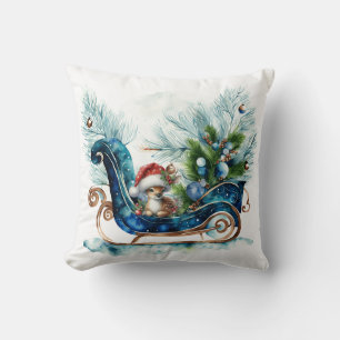 Blue Sled Baby Rentier Kissen