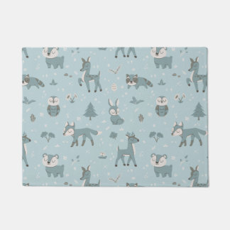 Blue Sleepy Little Woodland Critters Fußmatte