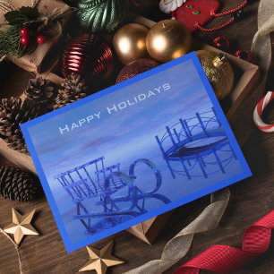 Blue Sleigh on Ice Happy Holidays Vorlage