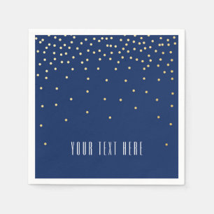 Blue & Small Gold Foil Confetti Wedkins Serviette