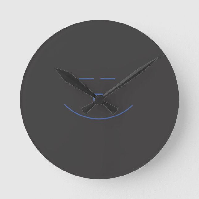 Blue Smile Face Wall Clock Runde Wanduhr (Vorderseite)