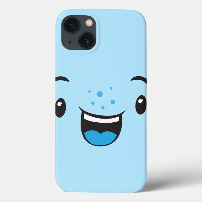 Blue Smiling Kawaii Face Air Fall Case-Mate iPhone Hülle (Rückseite)