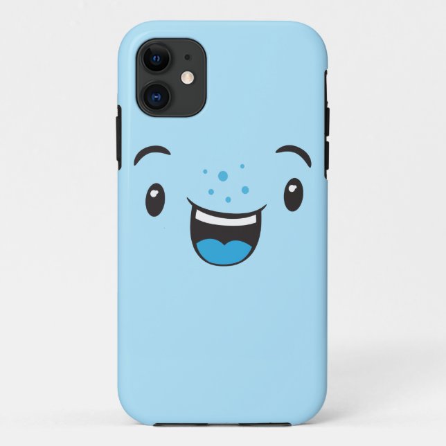 Blue Smiling Kawaii Face Case (Rückseite)