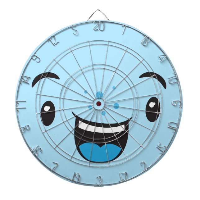 Blue Smiling Kawaii Face Dart Board Dartscheibe (vorne)