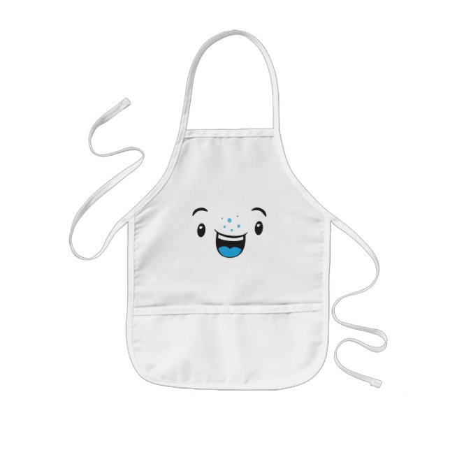 Blue Smiling Kawaii Face Kid's Schürze (Vorne)