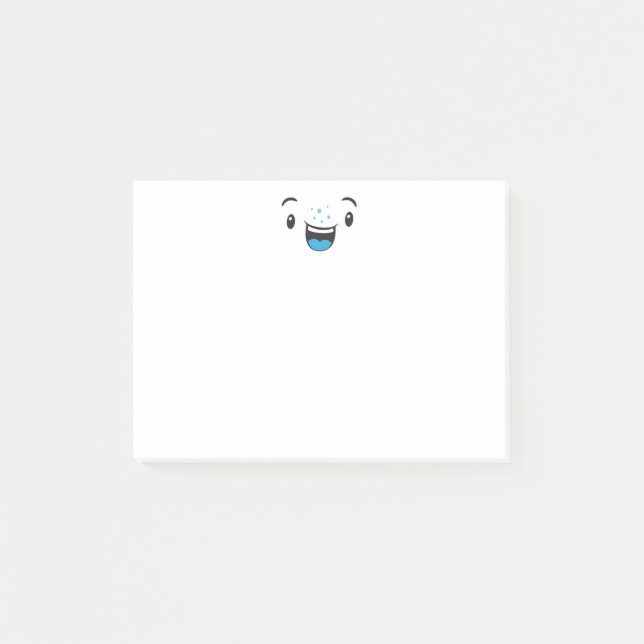 Blue Smiling Kawaii Face Mitteilungskarten Post-it Klebezettel (Vorderseite)