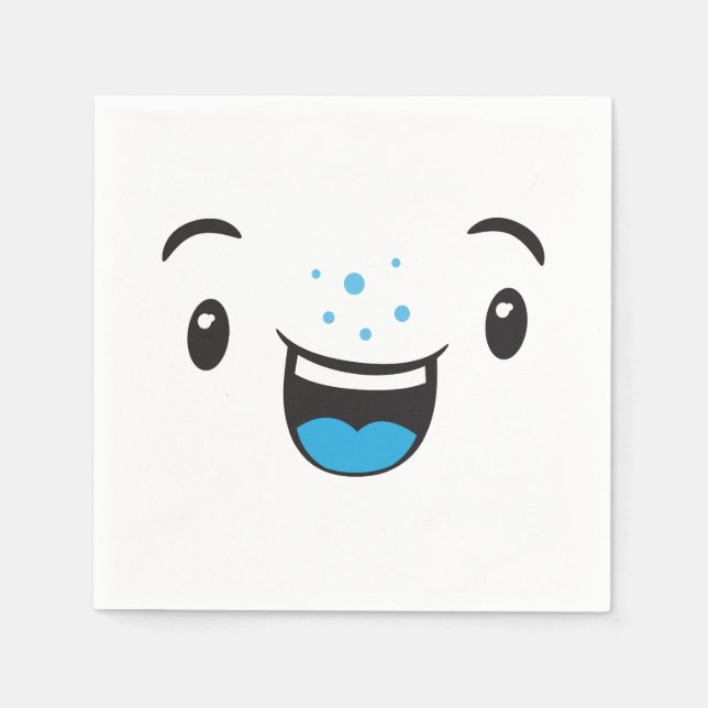 Blue Smiling Kawaii Face Napkins Serviette (Vorderseite)