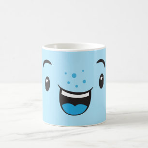Blue Smiling Kawaii Face Tasse