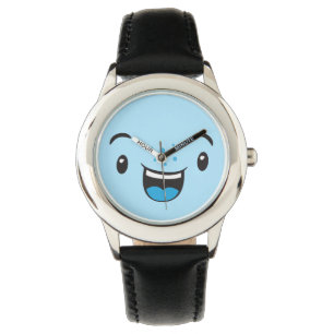 Blue Smiling Kawaii Face Watch Armbanduhr