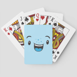 Blue Smilly Kawaii Face Playing Cards Spielkarten
