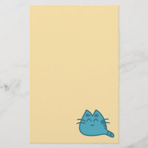 Blue Smilly Kitty Cat Briefpapier