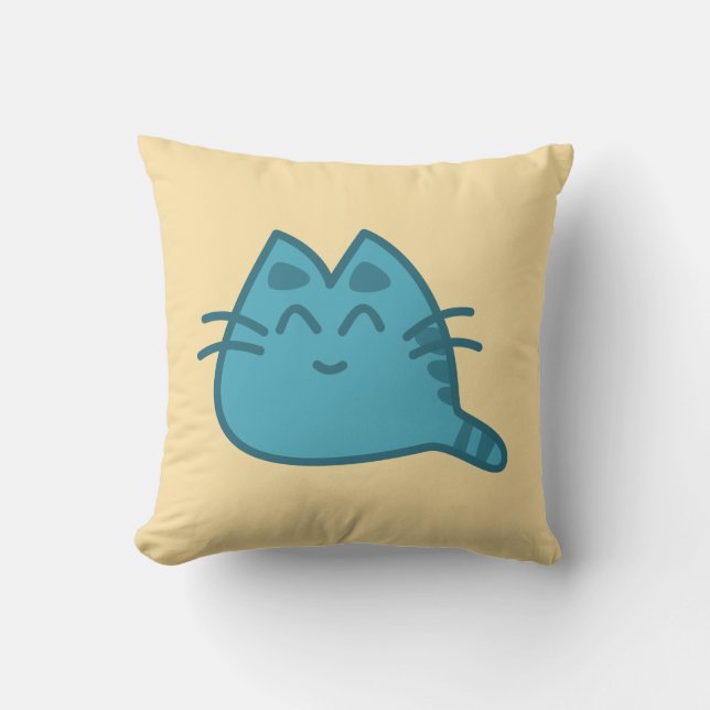 Blue Smilly Kitty Cat Kissen (Vorderseite)