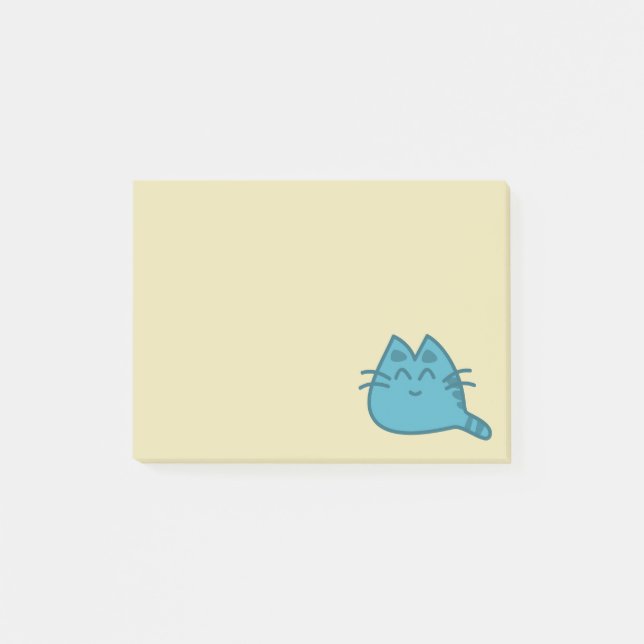 Blue Smilly Kitty Cat Post-it Klebezettel (Vorderseite)