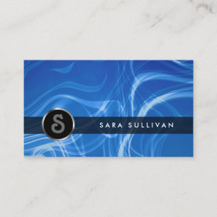 Blue Smoke Monogram Business Card Visitenkarte