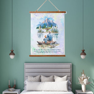 Blue Smoky Mounud Lake Fishing Fathday Wandteppich Mit Holzrahmen