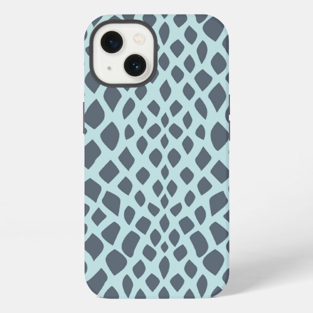 Blue Snake Print iPhone Hülle (Rückseite)