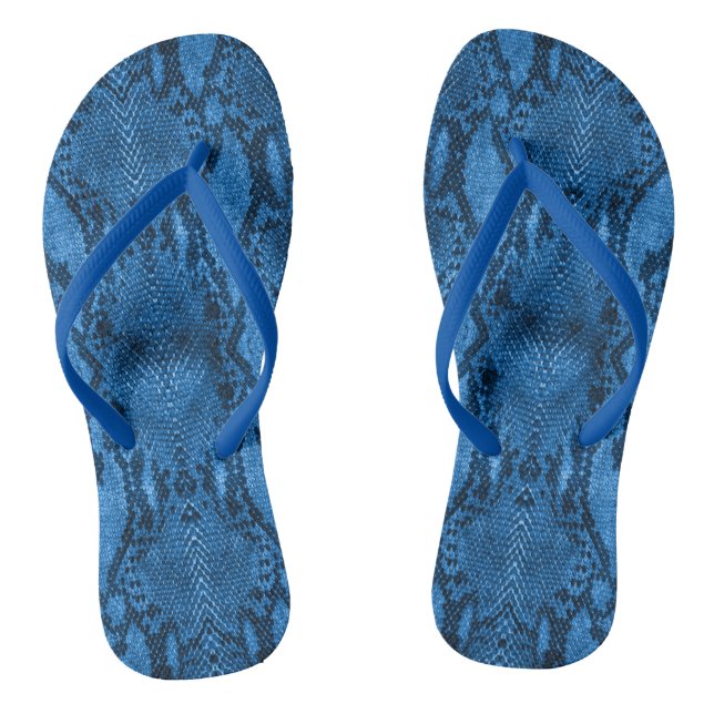 Blue Snake Skin Print Flip Flops (Fußbett)