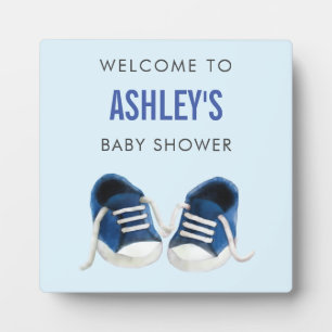 Blue Sneakers Baby Dusche Begrüßungsschild Plaque Fotoplatte