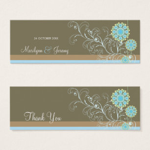 Blue Snow Blume Wirbel Winter Wedding Favor Tag