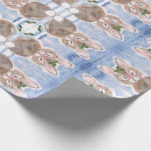 Blue Snow Bunny Rabbit Weihnachtsgeschenk Wrap Geschenkpapier