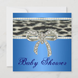Blue Snow Leopard Diamond Bow Baby Dusche laden ei Einladung