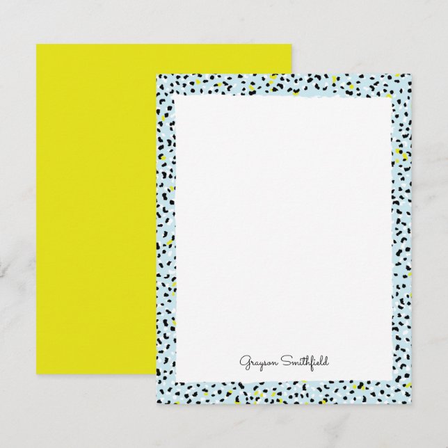 Blue Snow Leopard Print Personal Stationcard Einladung (Vorne/Hinten)